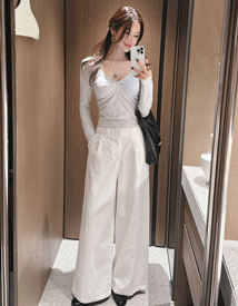 Aunt belt wide cotton pants