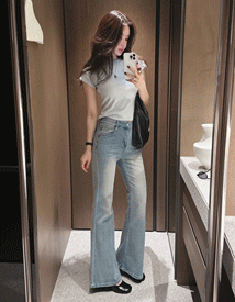 Slander belt boots-cut pants