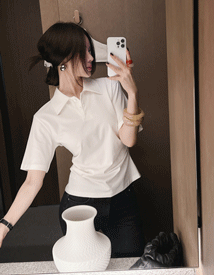 Lino slit collar tee