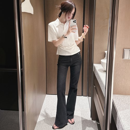 Grain black boots-cut pants