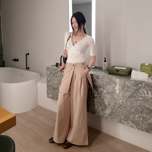 Nora cotton wrap wide pants