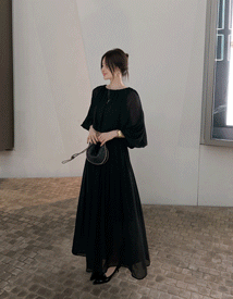 Bella shirring long skirt