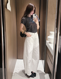 Signature curved white denim