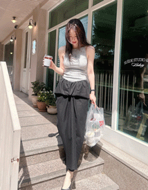 Berry banding linen skirt