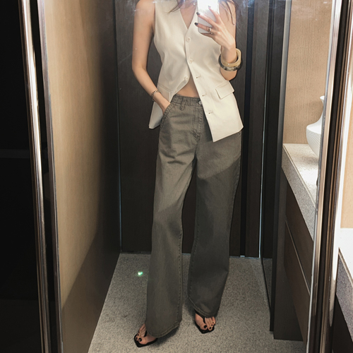 Marker cotton straight pants