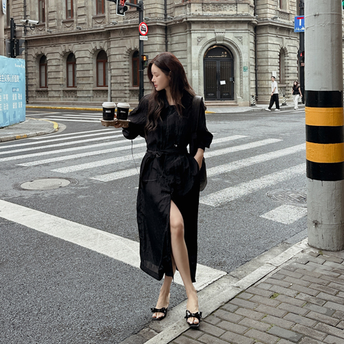Tinkle light trench coat (black)