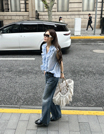 Moss button wide denim
