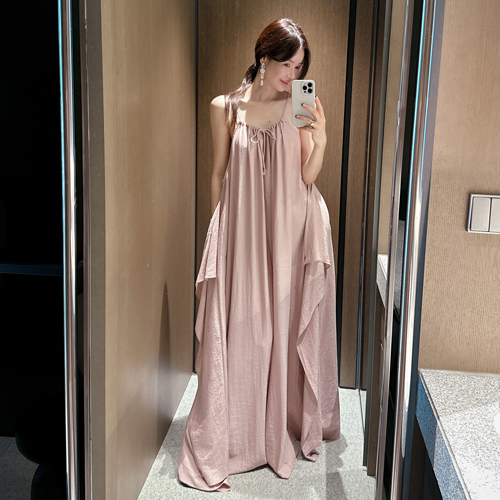 Tope shirring long dress