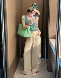 Putty tencel cargo pants (beige)