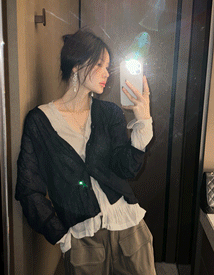 Airy wrinkle linen cardigan