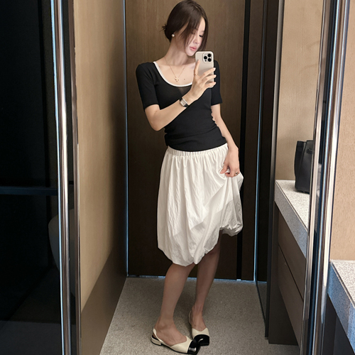 Pumpkin cotton midi skirt