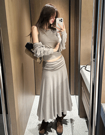 Abo tencel shirring skirt