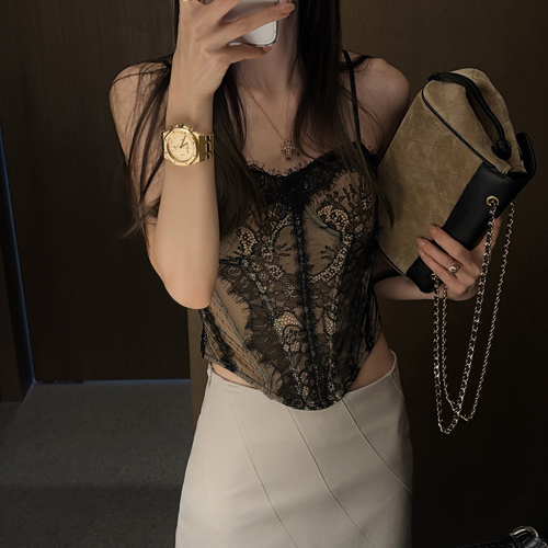Front lace corset pad top