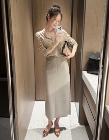 Nobel button office skirt