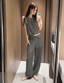Fores button wool knit pants (wool 100%)