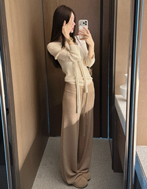 Olsen string wool knit pants