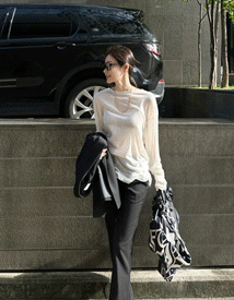 Lobby wool tencel long sleeve tee