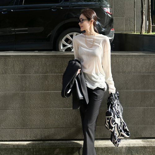 Lobby wool tencel long sleeve tee