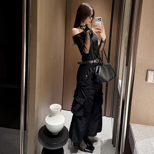 French shirring cargo skirt