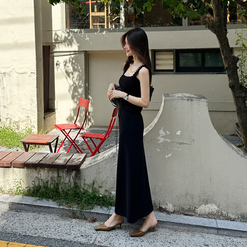 Pierre banding long skirt