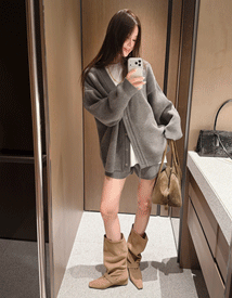 Corin wool boxy-fit cardigan