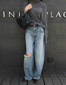 Engine curved denim pants