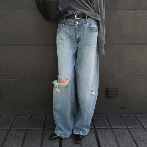 Engine curved denim pants