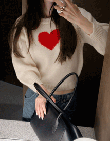 Cami heart round knit (wool 100%)