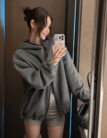 Fluid fleece hood zip-up