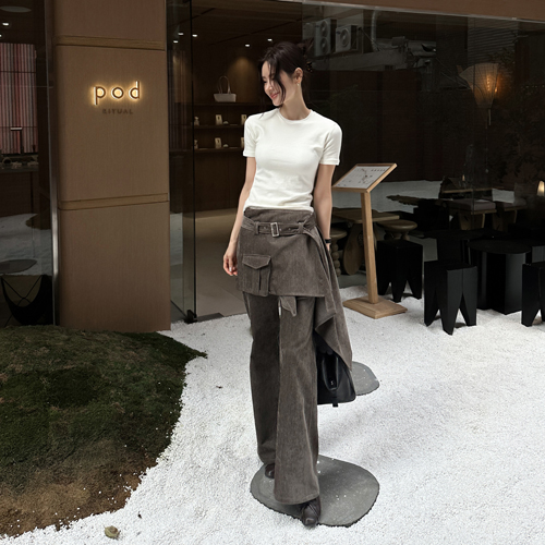 Lycra unbal wrap skirt